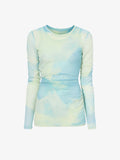 Flat image of Amber Top In Printed Nylon Jersey in cyan