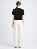 Back full length image of model wearing Eli Top In Eco Cotton Jersey in BLACK/WHITE MULTI