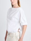 Detail image of model wearing Addison Top In Washed Cotton Poplin in WHITE