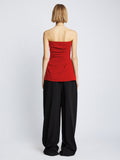 Back image of Matte Viscose Crepe Strapless Top in RED