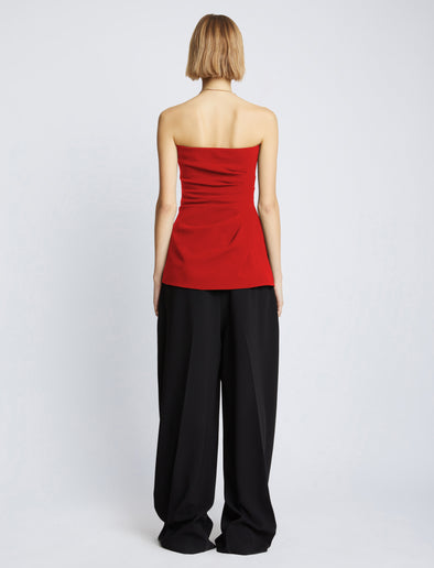 Back image of Matte Viscose Crepe Strapless Top in RED