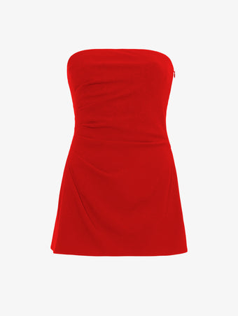 Flat image of Matte Viscose Crepe Strapless Top in RED