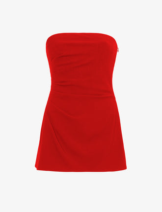 Flat image of Matte Viscose Crepe Strapless Top in RED