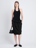 Front full length image of model wearing Hayley Skirt In Ligthweight Crinkle Poplin in BLACK