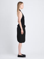 Side full length image of model wearing Hayley Skirt In Ligthweight Crinkle Poplin in BLACK