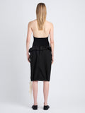 Back full length image of model wearing Hayley Skirt In Ligthweight Crinkle Poplin in BLACK