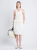 Front full length image of model wearing Hayley Skirt In Ligthweight Crinkle Poplin in OFF WHITE