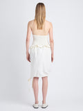 Back full length image of model wearing Hayley Skirt In Ligthweight Crinkle Poplin in OFF WHITE