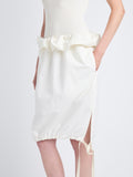 Detail image of model wearing Hayley Skirt In Ligthweight Crinkle Poplin in OFF WHITE