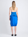 Back full length image of model wearing Hayley Skirt In Ligthweight Crinkle Poplin in BLUE