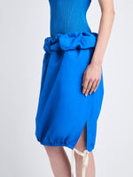 Detail image of model wearing Hayley Skirt In Ligthweight Crinkle Poplin in BLUE