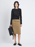 Front full length image of model wearing Adele Skirt In Eco Cotton Twill in DRAB