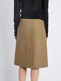 Detail image of model wearing Adele Skirt In Eco Cotton Twill in DRAB