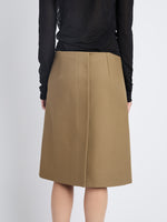 Detail image of model wearing Adele Skirt In Eco Cotton Twill in DRAB