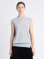 Front cropped image of model wearing Morgan Sweater In Cotton Silk in LIGHT GREY MELANGE
