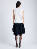 Back image of model wearing Morgan Sweater In Cotton Silk in WHITE