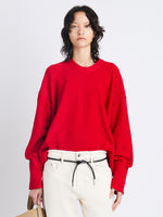 Front cropped image of model wearing Amy Sweater In Viscose Boucle in RED