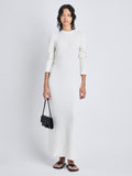 Front image of model in Lara Knit Dress In Viscose Boucle in white