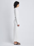 Side image of model in Lara Knit Dress In Viscose Boucle in whit