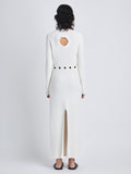 Back image of model in Lara Knit Dress In Viscose Boucle in whit