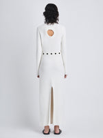 Back image of model in Lara Knit Dress In Viscose Boucle in whit