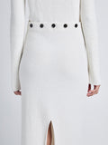 Detail image of model in Lara Knit Dress In Viscose Boucle in white