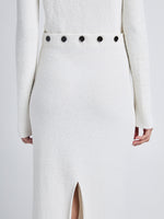 Detail image of model in Lara Knit Dress In Viscose Boucle in white