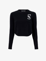 Flat image of Stella Sweater In Cashmere Jacquard in black