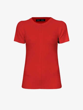 Flat image of Sky Top In Matte Viscose Rib in red