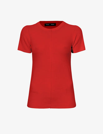 Flat image of Sky Top In Matte Viscose Rib in red
