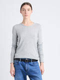 Front cropped image of model wearing Tina Sweater In Cotton Silk in LIGHT GREY MELANGE