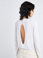 Detail image of model in Tina Sweater In Cotton Silk in white