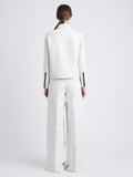 Back full length image of model wearing Wiley Jacket In Cotton Linen in ECRU