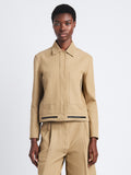 Front cropped image of model wearing Wiley Jacket In Cotton Linen in HAZELNUT