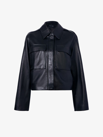Flat image of Dylan Jacket in Glossy Leather in black