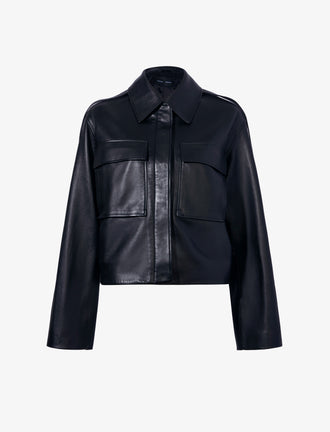 Flat image of Dylan Jacket in Glossy Leather in black