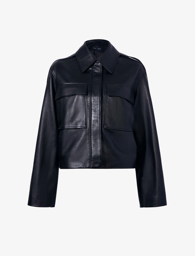 Flat image of Dylan Jacket in Glossy Leather in black