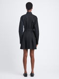 Back full length image of model wearing Viola Dress In Compact Poplin in BLACK