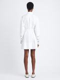 Back full length image of model wearing Viola Dress In Compact Poplin in WHITE