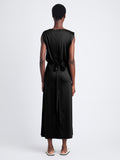 Back image of model wearing Lynn Dress in Eco Cotton Jersey in black