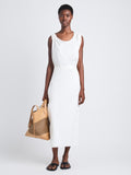 Front full length image of model wearing Lynn Dress In Eco Cotton Jersey in WHITE