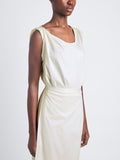 Detail image of model wearing Lynn Dress in Eco Cotton Jersey in bone