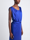 Detail image of model wearing Lynn Dress In Eco Cotton Jersey in COBALT