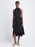 Front full length image of model wearing Yoko Dress In Compact Poplin in BLACK