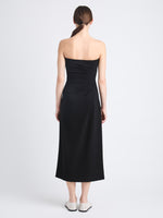 Back image of model wearing Shira Strapless Dress In Matte Viscose Crepe in black