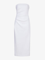 Flat image of Shira Strapless Dress in Matte Viscose Crepe in white