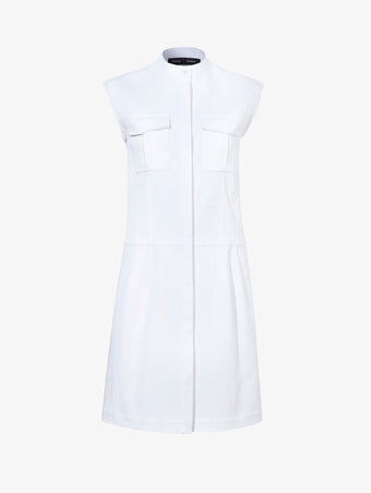 Still Life image of Erica Dress in Organic Cotton Twill Suiting in OFF WHITE