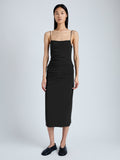 Front image of model wearing Blaire Dress in Viscose Jersey in black