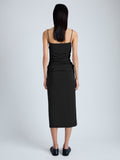 Back image of model wearing Blaire Dress in Viscose Jersey in black