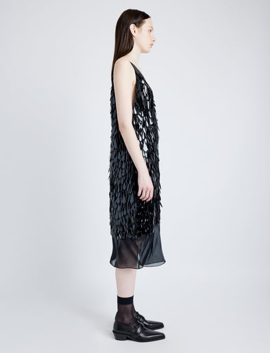 Proenza Schouler Irene Dress in Resin Embroidered Organza - Black 